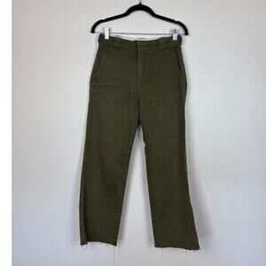 Reformation Casual Raw Hem Work Pant in Army Green 27